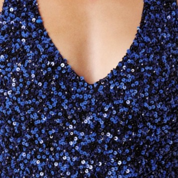 PARKER  Blue Sequin Cocktail Dress - Picture 6 of 6